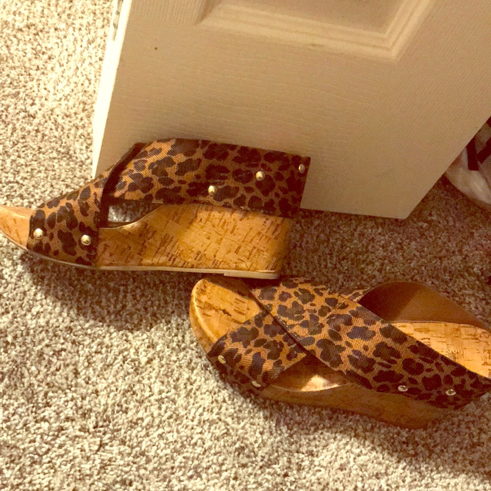 Leopard Print Corkscrew Wedges